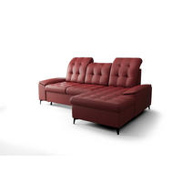 ECKSOFA KONGO RBN18, Eckcouch in L-Form mit Schlaffunktion, Farbe: Rot, Kunstleder, Ottomane Rechts - Rot, Textil (257/172cm) - O-Sofa