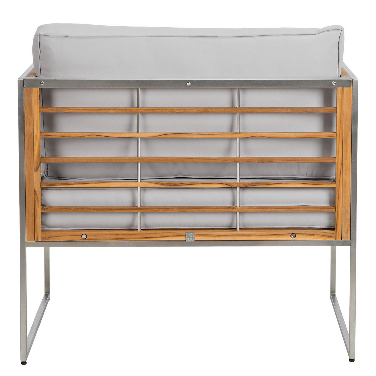 GARTENSESSEL - Webstoff / Teak massiv - Hellgrau, Holz/Textil (83/74/70cm) - home24