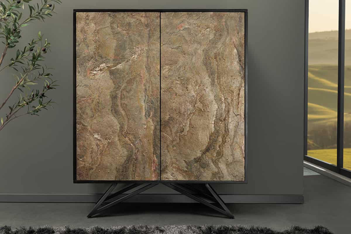 HIGHBOARD MOUNTAIN SOUL Akazie Grau|Grün 120cm - Schwarz/Grau, Holz/Stein (100/120/38cm) - riess-ambiente