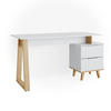 SCHREIBTISCH Nautica Weiß 138 x 60 cm mit Schubladen L - Eichefarben/Weiß, Holzwerkstoff (60/138/77cm) - Vicco