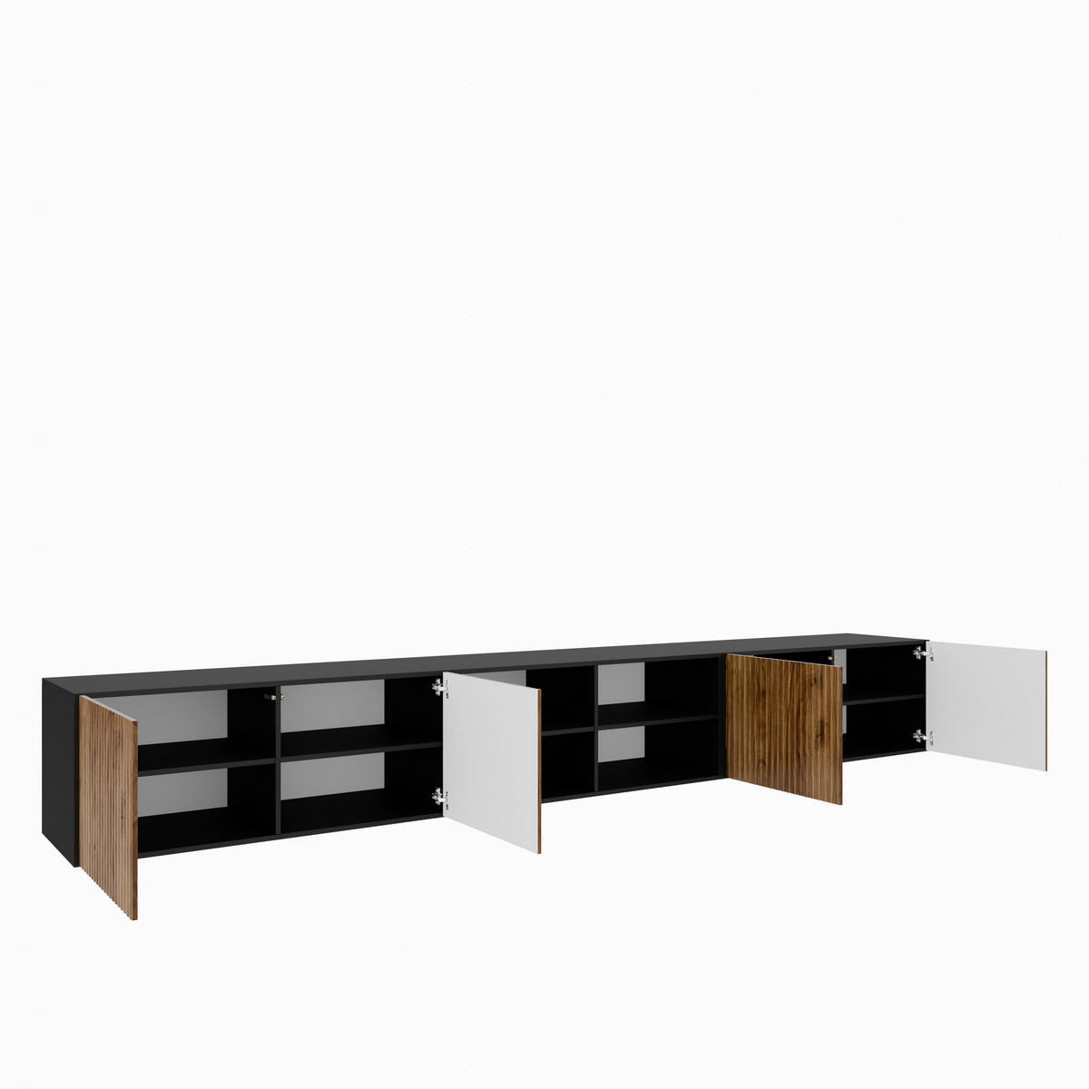 LOWBOARD VAREN 300/41/40 cm, Hängender TV-Schrank Schwarz / Eichefarben - Eichefarben/Schwarz, Holzwerkstoff (300/41/40cm) - MASSENO