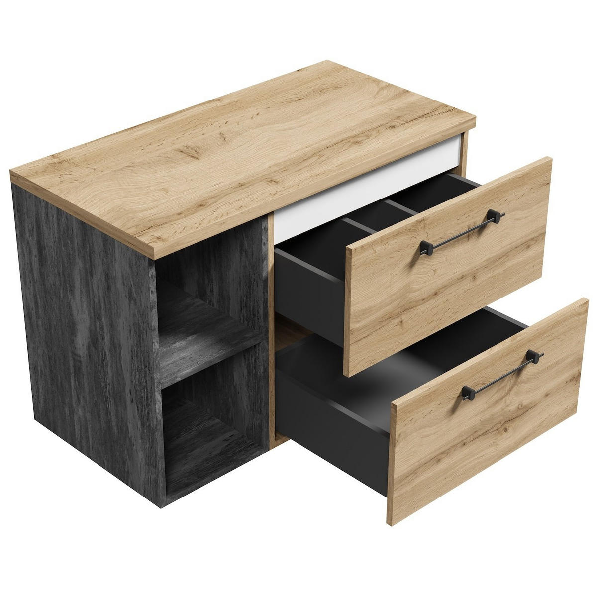 WASCHBECKENUNTERSCHRANK Muro 2 Schubladen Eiche - 90 x 45 x 61 cm - Eichefarben, Holz (90/61/45cm) - Badplaats