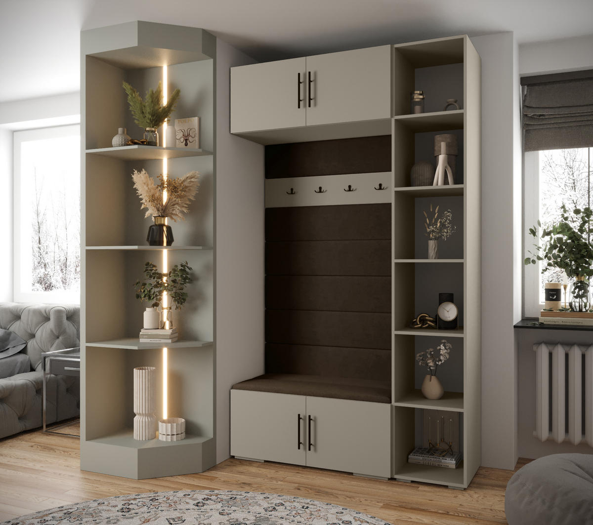 GARDEROBEN-SET 236,7/140/47 - Kaschmir/Goldfarben, Holz/Kunststoff (140/236.7/47cm) - Abiks Möbel