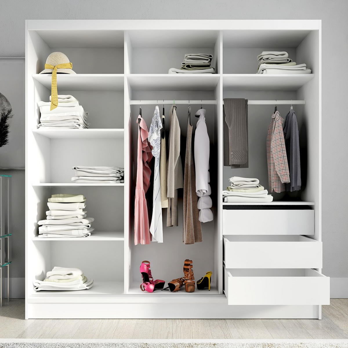 SCHWEBETÜRENSCHRANK 200 CM LINA Farbe: Braun - Braun, Holzwerkstoff (200/215/60cm) - A&J MöbelLand