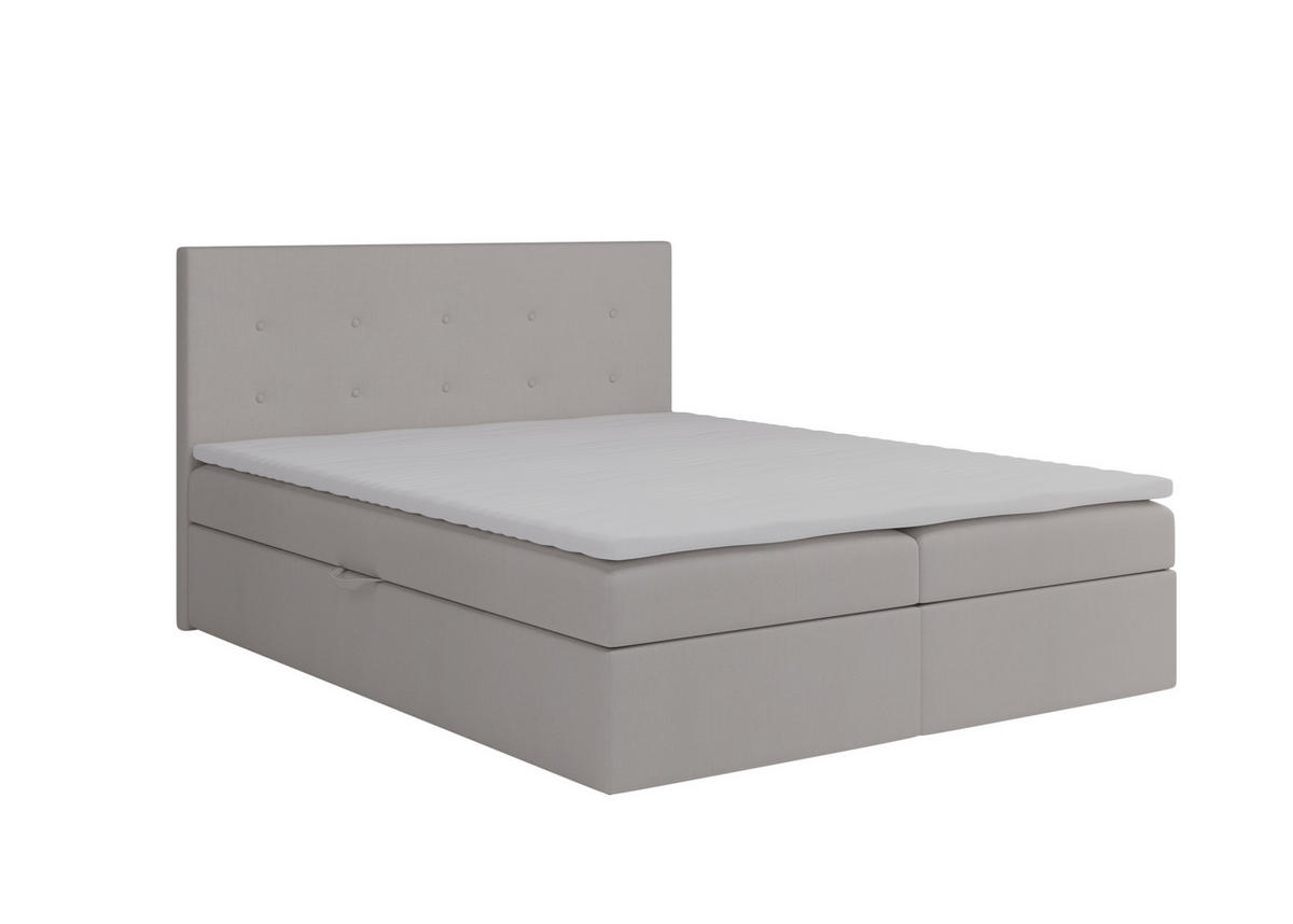 BOXBETT Dublin Beige 200x200 cm Bettkasten + Topper - Beige, Holz/Textil (200/200cm) - Comfortic