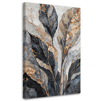 WANDBILD abstrakte graue goldblätter - Silberfarben, Textil (40/60cm) - Feeby