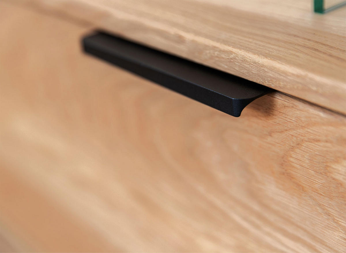 LOWBOARD Tirano Eiche Natur 200 / 39 / 52cm - Eichefarben/Schwarz, Holz (200/52/39cm) - Feldmann-Wohnen