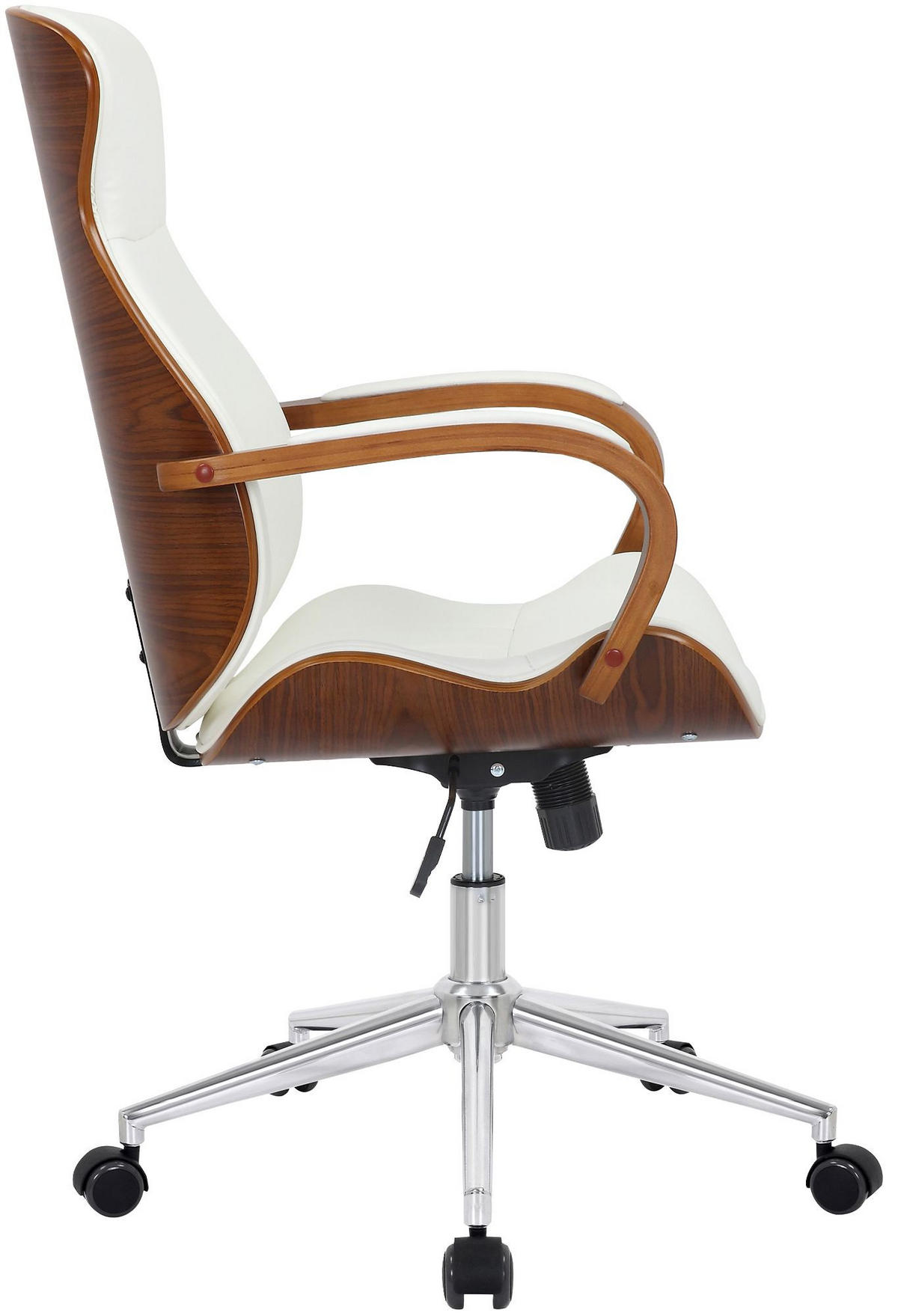 DREHSTUHL Lederlook Walnuss/Weiß - Chromfarben/Walnussfarben, Textil/Metall (63/100/68cm) - CLP