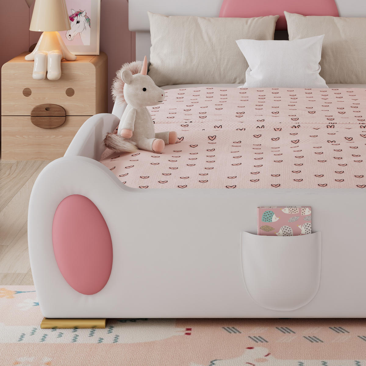 KINDERBETT 90/200 cm Weiß + Rosa - Pink/Weiß, Kunststoff