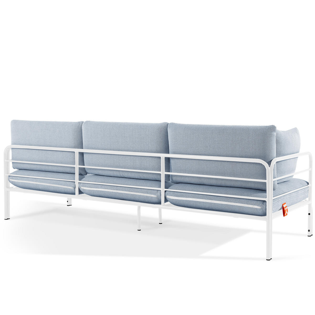 GARTENSOFA RAMBE 3-Personen mit Kissen, Weiß - Weiß/Hellblau, Textil/Metall (225/80/80cm) - KONSIMO®