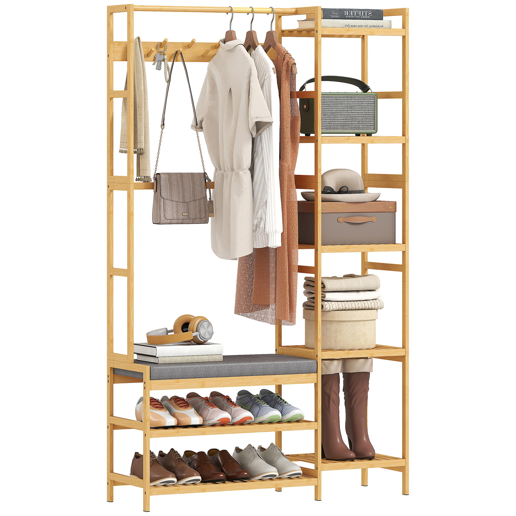 GARDEROBENSTÄNDER DE-09867 Naturholz - Naturfarben, Naturmaterialien (33/175/104cm) - ComfortXL
