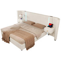 POLSTERBETT 180/200 cm Beige mit LED-Beleuchtung und hydraulischem Stauraum - Beige, Textil (180/200cm) - OKWISH