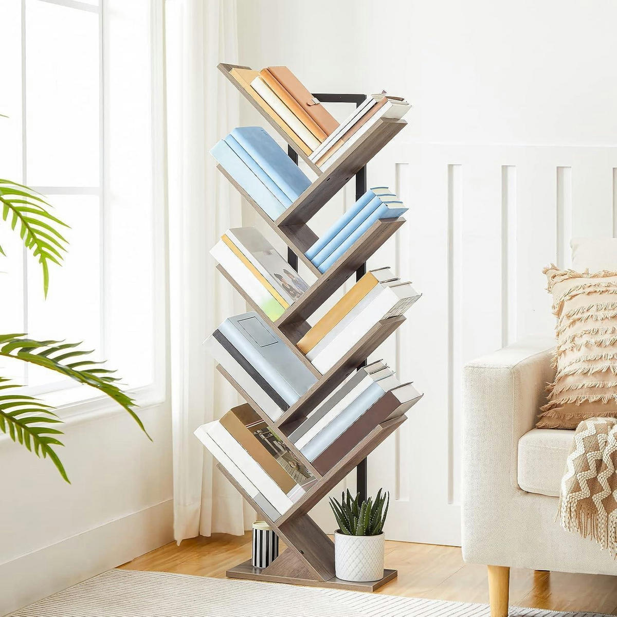 BÜCHERREGAL Baumform Greige 34 x 20 x 116 cm - Multicolor, Holzwerkstoff (34/116/20cm)