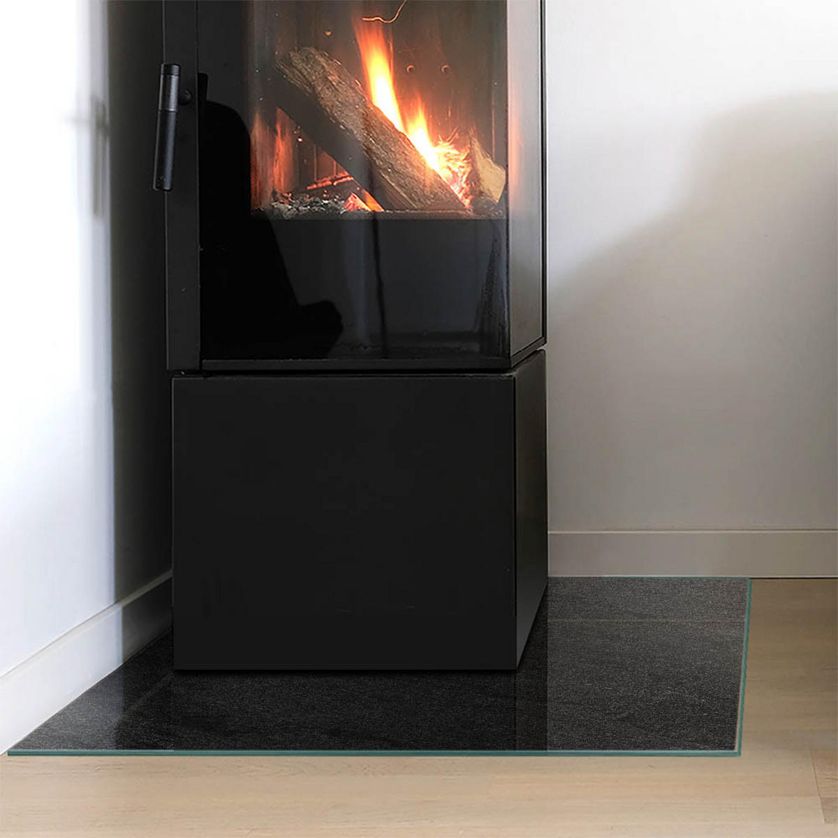 GLASPLATTE für Kamin 60x60 cm Schwarz - Schwarz, Glas (60/60/0.4cm) - ArtPrintCave