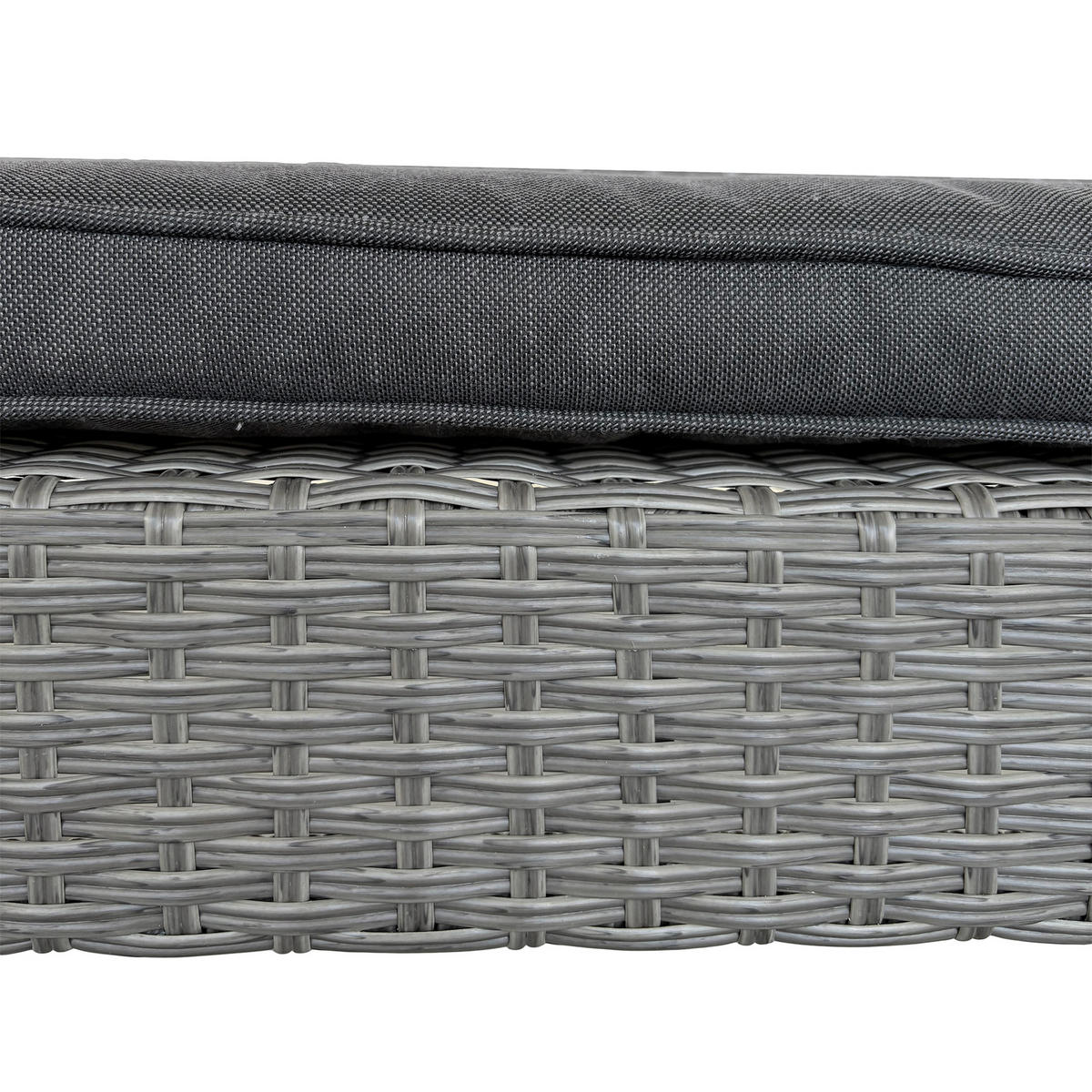 GARTENSET Montero Sofa, 2 Sessel und Tisch mit gehärtetem Glas, Metall+Technorattan - Dunkelgrau/Grau, Metall - Beautysofa