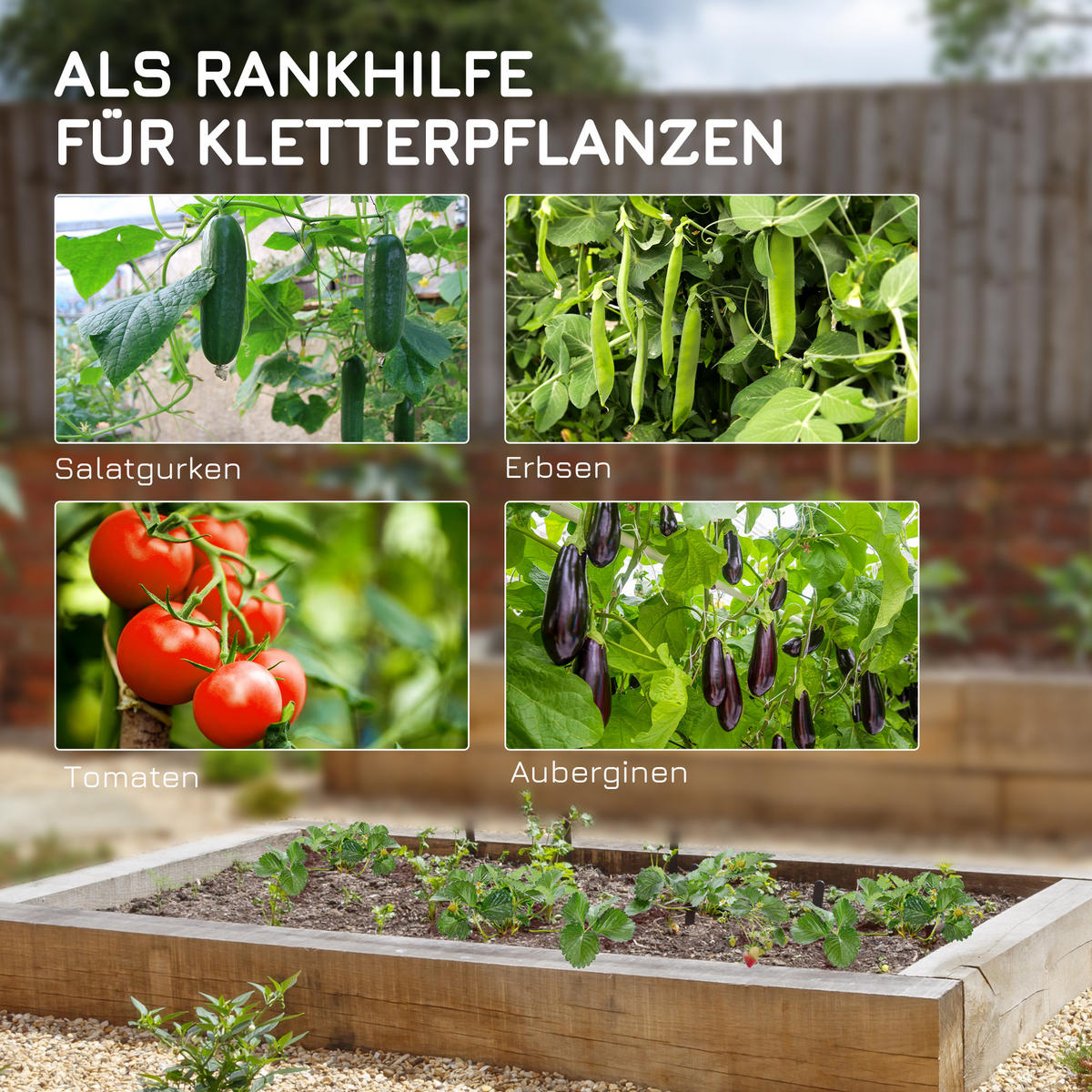 VERSTELLBARES Pflanzengitter, Grün, 180 x 100 x 180 cm - Grün, Kunststoff/Metall (100/180/180cm) - Outsunny