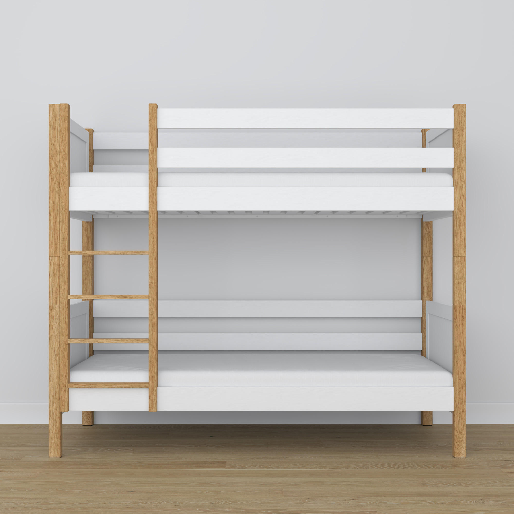 ETAGENBETT N02 Weiß / Eiche Natur 100/190 - Eiche Artisan/Weiß, Naturmaterialien/Holz (100/190cm) - N-Wood