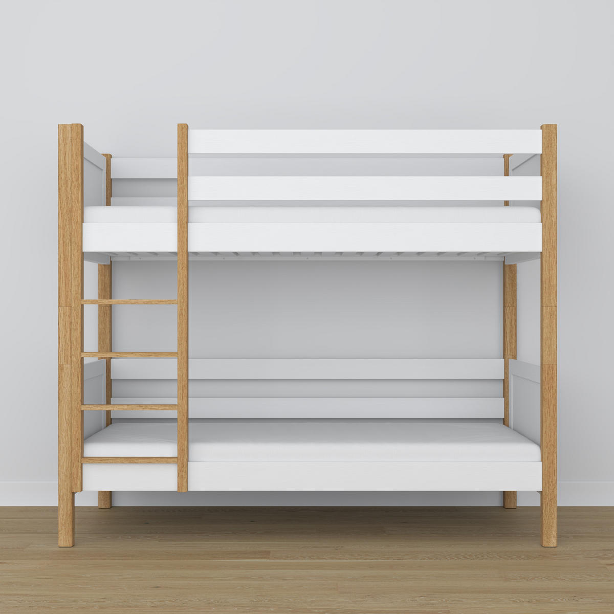 ETAGENBETT N02 Weiß / Eiche Natur 100/200 - Eiche Artisan/Weiß, Naturmaterialien/Holz (100/200cm) - N-Wood