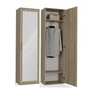 FLURGARDEROBE DUO Flurschrank mit Spiegel in Eiche Sonoma, modern & funktional, 2 Ablagen + Kleiderstange, 50×35×180 cm - Sonoma Eiche, Holz (50/180/35cm)