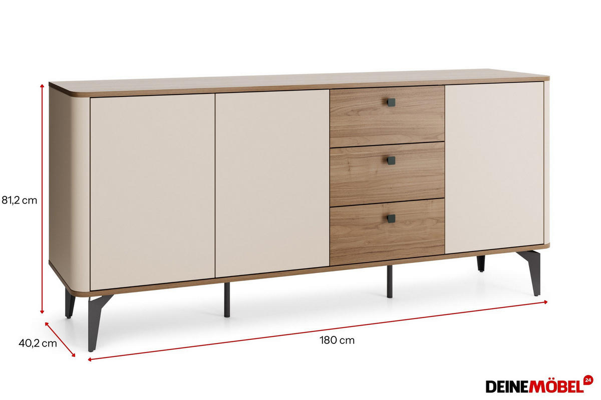VITRINE AURO 05 180/81/40 cm in Kaschmir / Royal Nussbaum - Kaschmir/Nussbaumfarben, Holzwerkstoff (180/81/40cm) - Deine Möbel 24