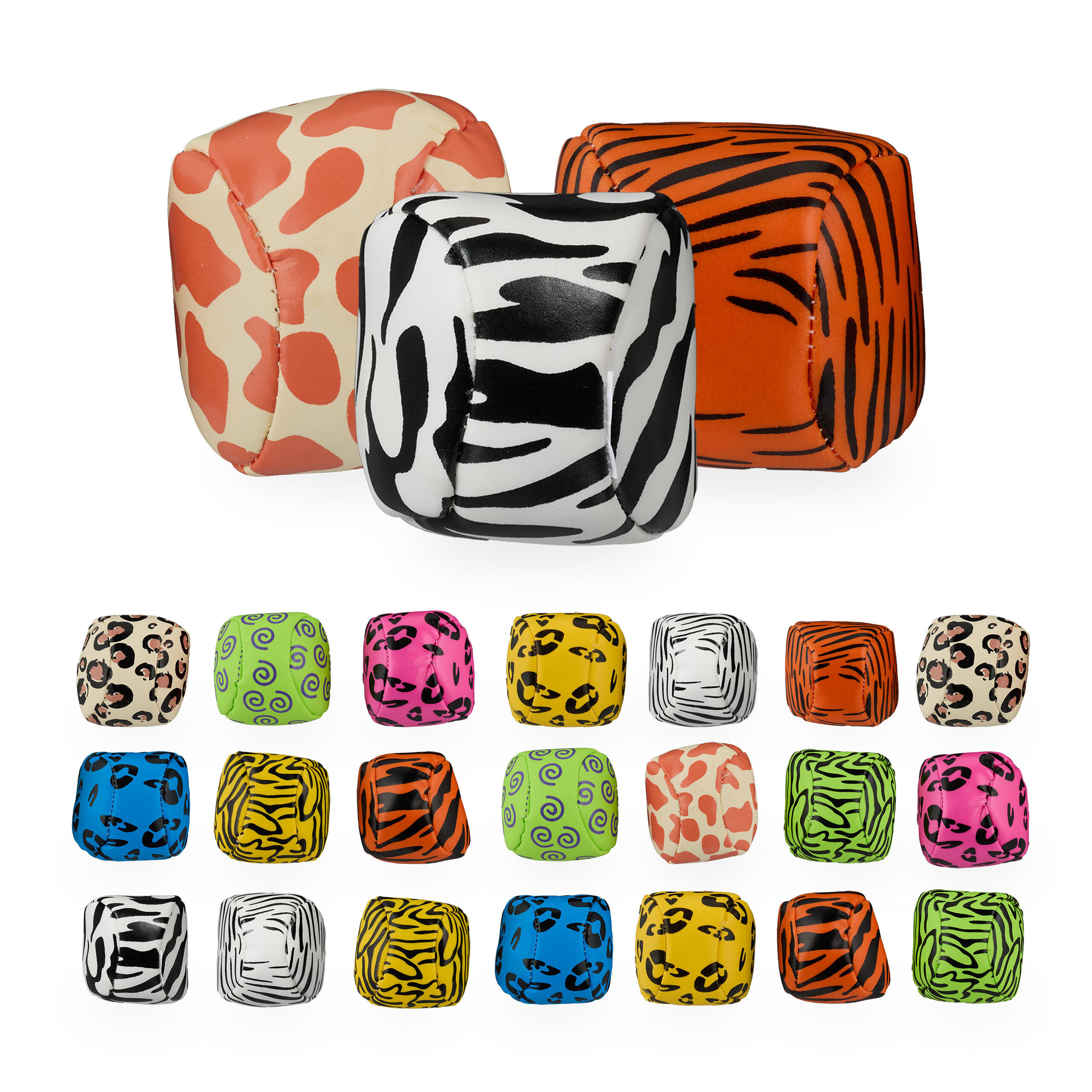 24xJONGLIERBÄLLE - Multicolor, Keramik/Kunststoff (5/5cm) - Relaxdays