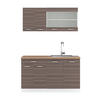 KÜCHENZEILE R-Line Edelgrau/Weiß 140 cm, AP Eiche - Braun/Weiß, Holzwerkstoff (140/81.6/60cm) - Vicco