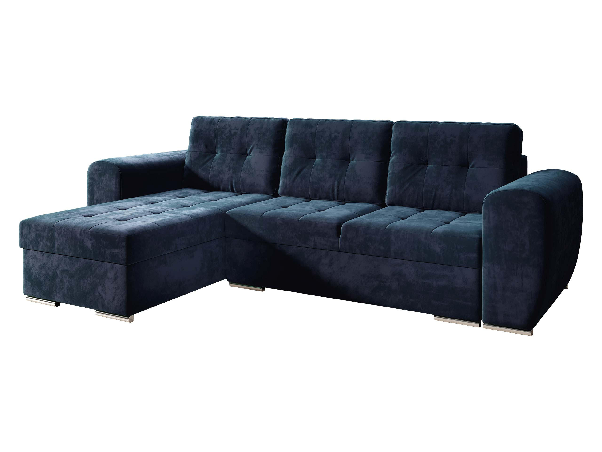 ECKSOFA Bari - Silberfarben/Dunkelblau, Holz/Textil (256/157cm) - MIRJAN24