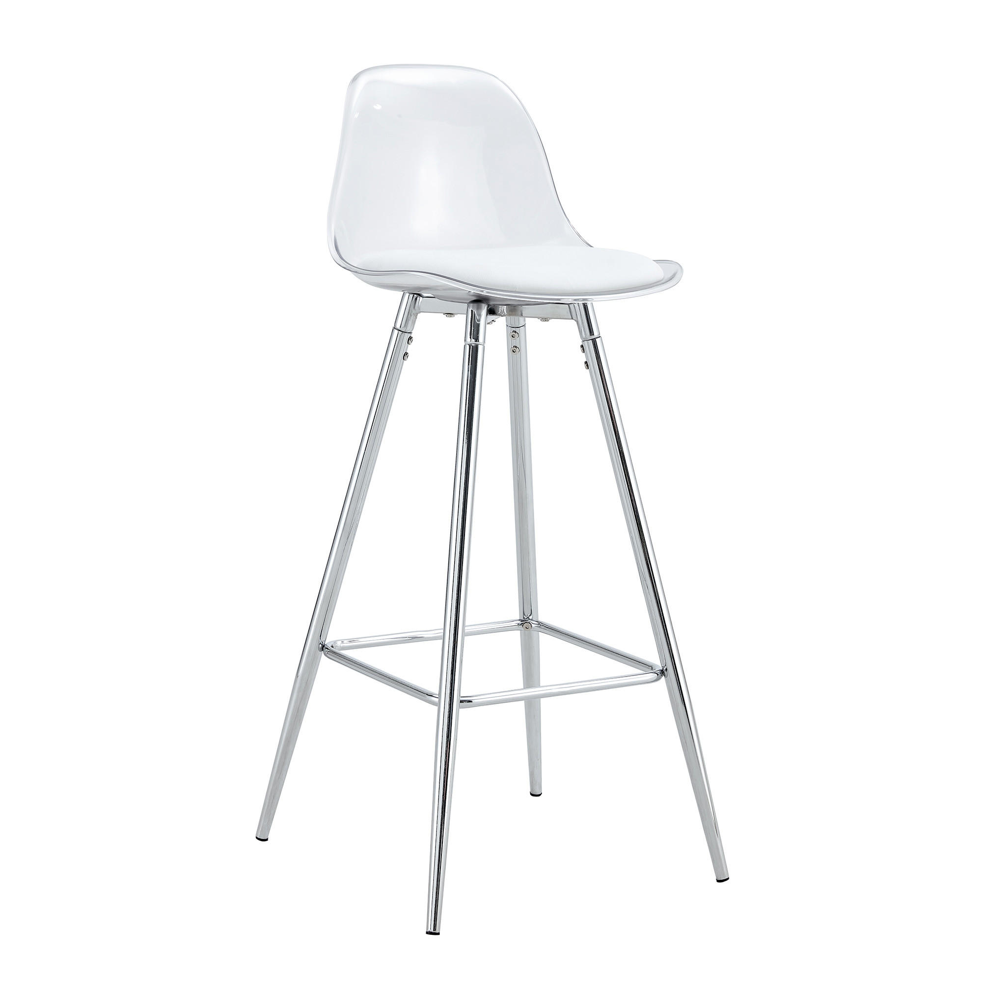 BARHOCKER DE-36521 2er Set mit transparentem Gestell Silber - Silberfarben, Metall (33/96.5/38cm) - ComfortXL