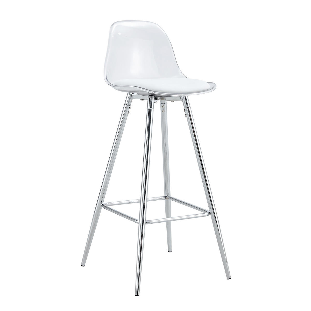 BARHOCKER 2er-Set Transparent mit Rückenlehne und silberfarbenem Metallgestell - Silberfarben, Metall (38/96.5/33cm) - PANGIVO