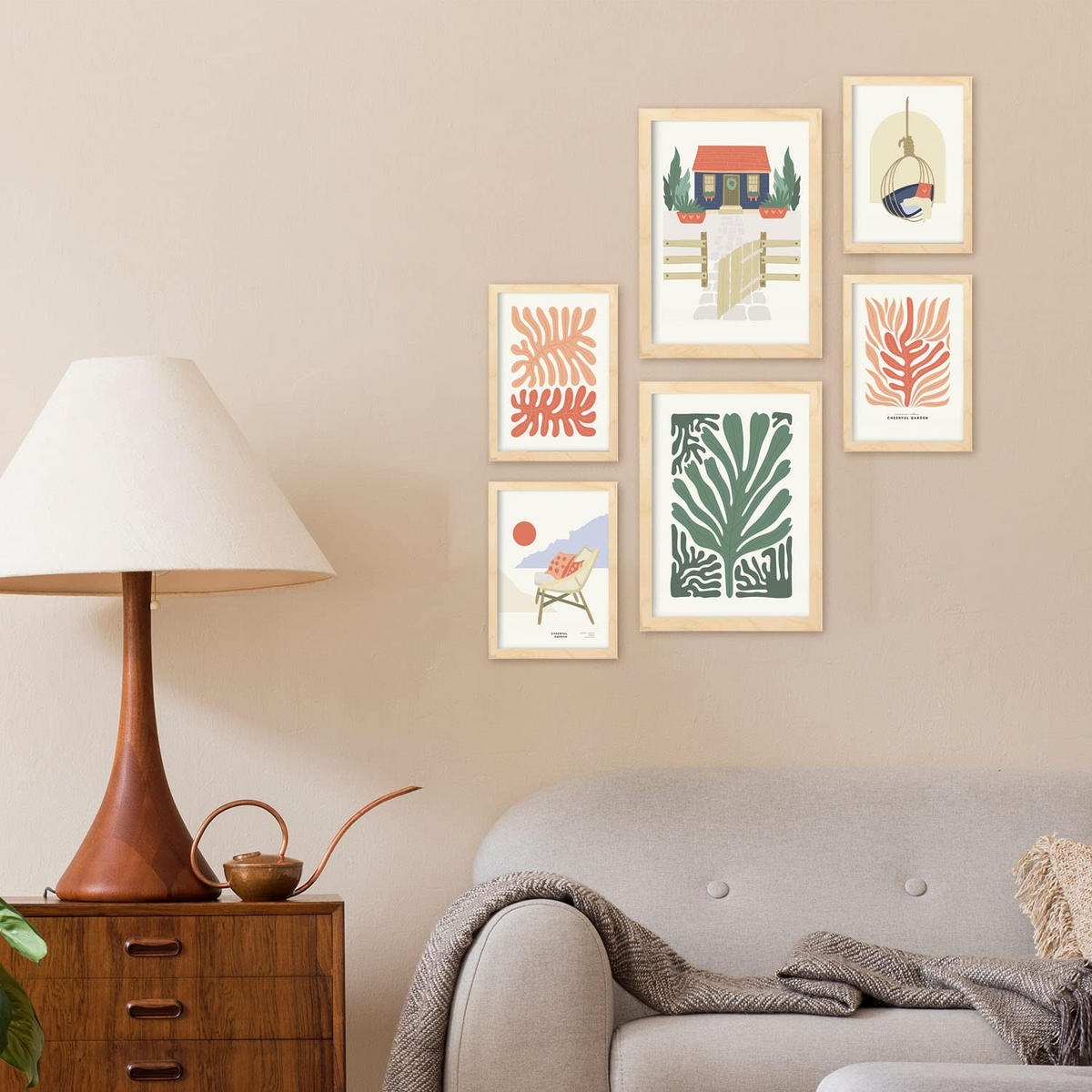 POSTER Set Mit 6 Minimalistischen Leuchtenden Farben Strandhaus A3 & A4 Rahmenlos - Klar, Papier (29/3cm) - Nacnic