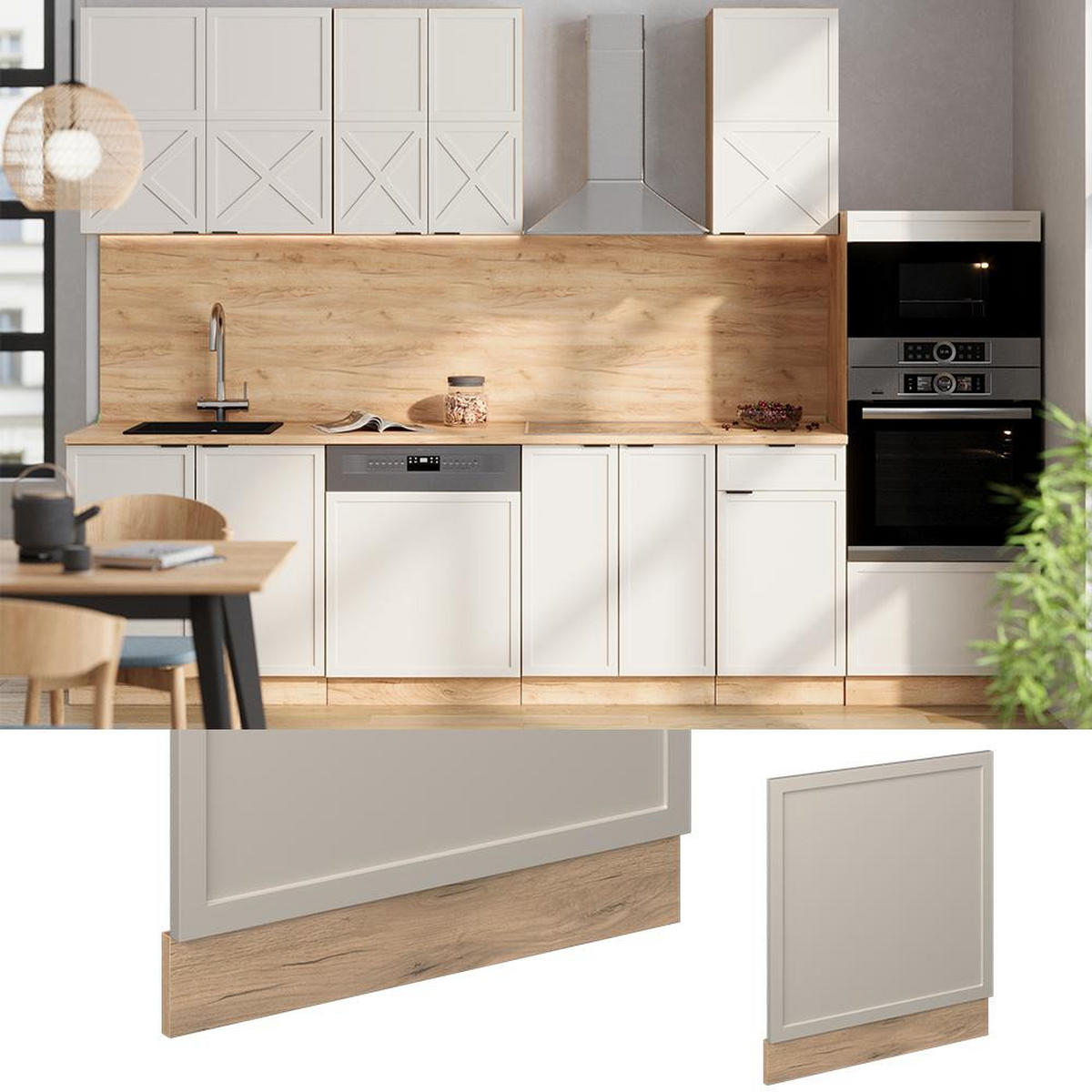 FRONTBLENDE Fame-Line GrauBeige 60 cm , AP Anthrazit - Honigeiche/Grau, Holzwerkstoff (60/67.4/1.6cm) - Vicco