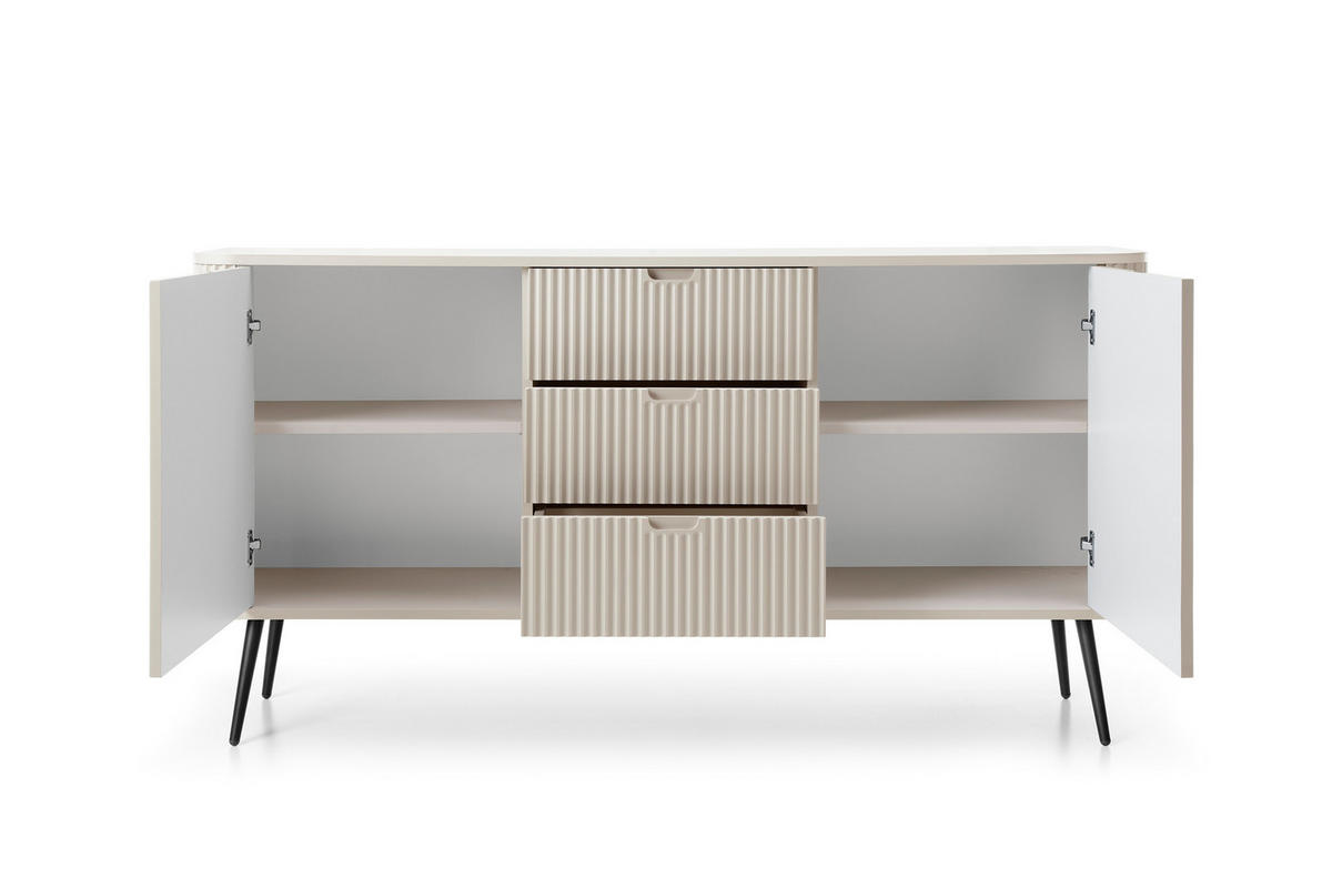 KOMMODE Breite ZOVA Kaschmir-Schwarz, 168x87x39cm 3 Schubladen, 2 Schränke - Kaschmir/Schwarz, Holzwerkstoff/Kunststoff (168/87/39cm) - DomoHome