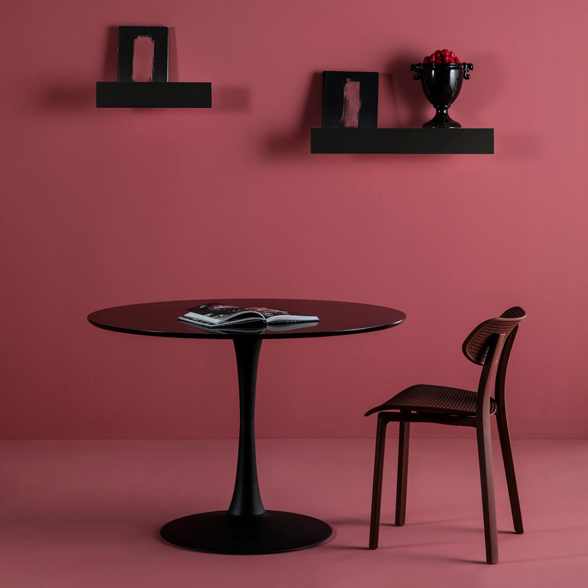 ESSTISCH Oda Schwarz 110/110/75 cm - Schwarz, Holz (110/110/75cm) - Calicosy