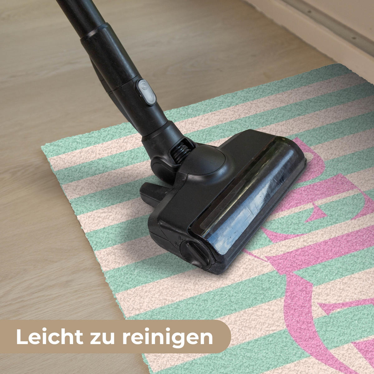 FUSSMATTE Rosa – Grün – Streifen – Entspannung 90x60 cm - Mintgrün, Kunststoff (90/0.4cm) - MuchoWow