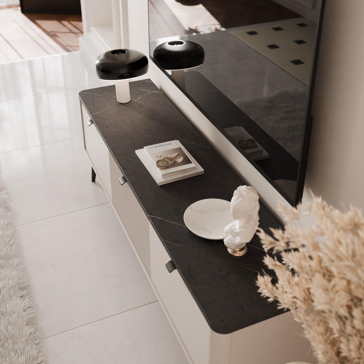 TV-LOWBOARD NAVANI stehend, 160 cm Kaschmir/Grau - Schwarz/Grau, Holzwerkstoff/Metall (160/52/40cm) - Idohome