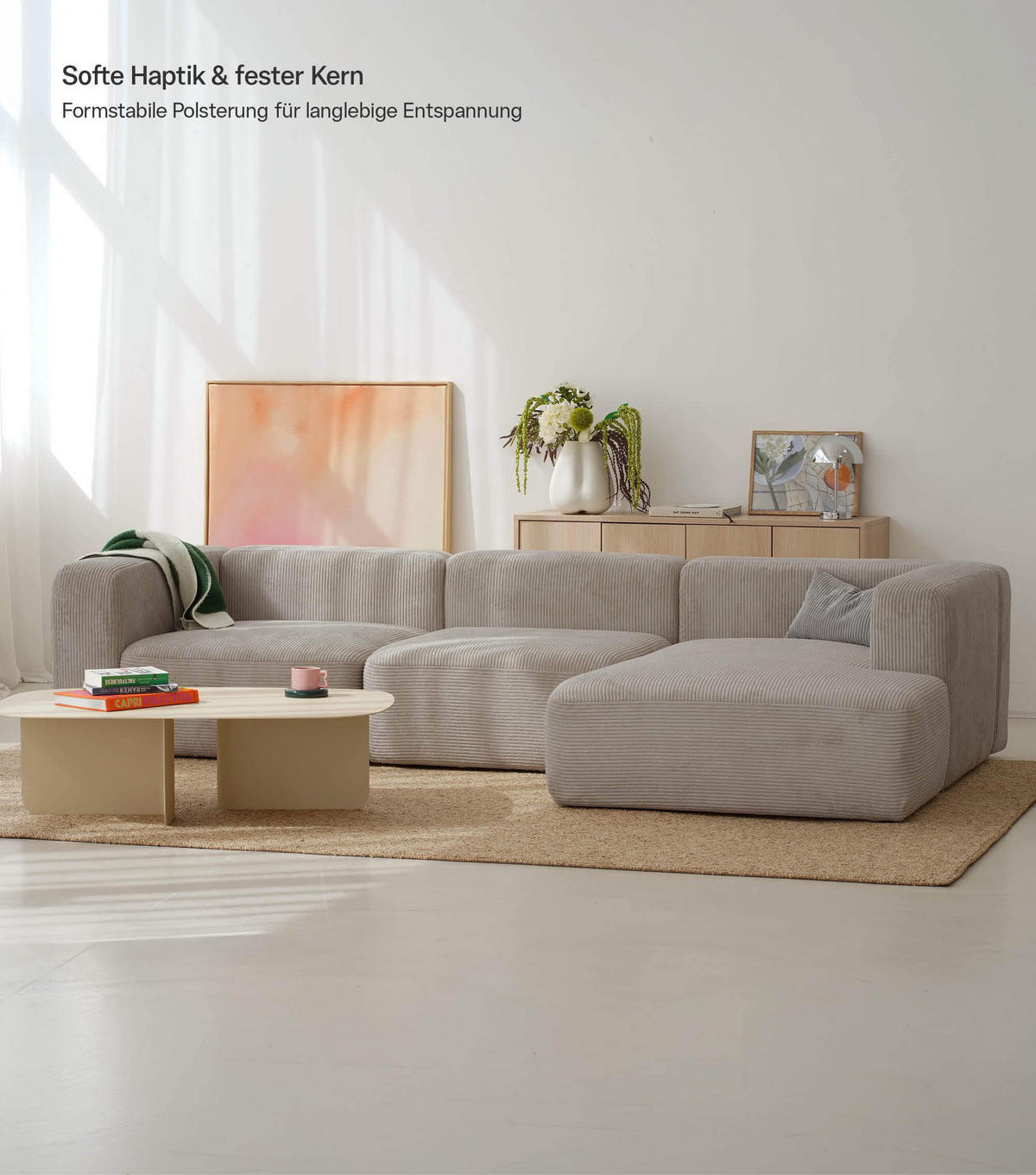 ECKSOFA modular Cubo 4-Sitzer - Taupe, Textil (314/179cm) - Mokebo