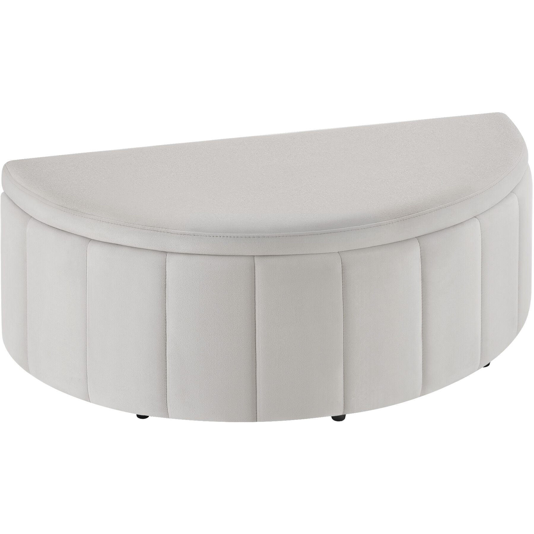 POLSTERBANK Moon mit großem Stauraum, Belastbarkeit 150 kg, 108 x 48 x 38,5 cm, Samtoptik taupe - Taupe, Holz (108/40/48cm) - tectake