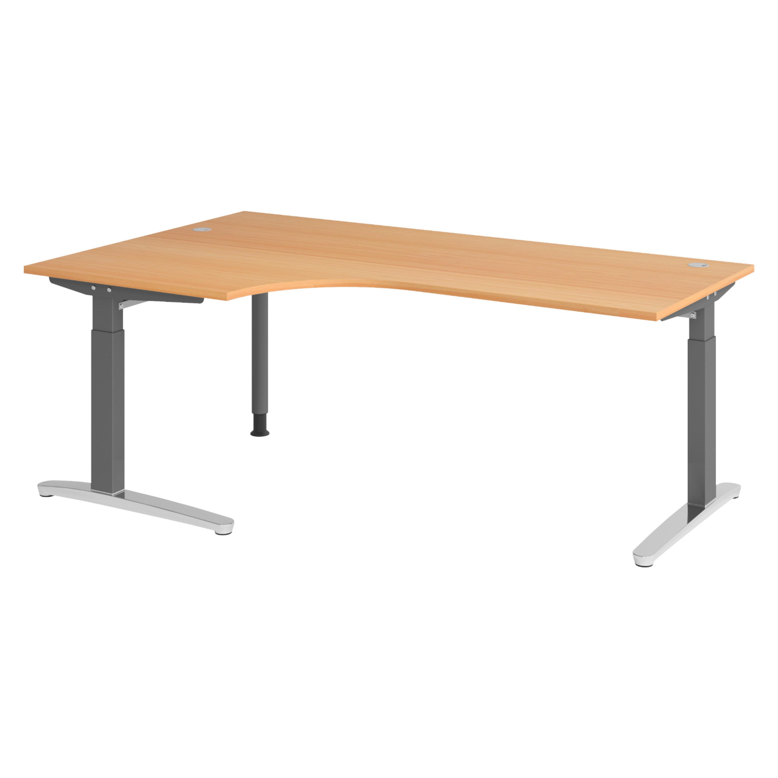 SCHREIBTISCH Serie-XB 120/200/74 cm in Buchefarben/Graphitfarben/Alu poliert - Buchefarben/Silberfarben, Holzwerkstoff (120/200/74cm) - bümö
