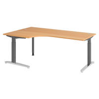 SCHREIBTISCH Serie-XB 120/200/74 cm in Buchefarben/Graphitfarben/Alu poliert - Buchefarben/Silberfarben, Holzwerkstoff (120/200/74cm) - bümö
