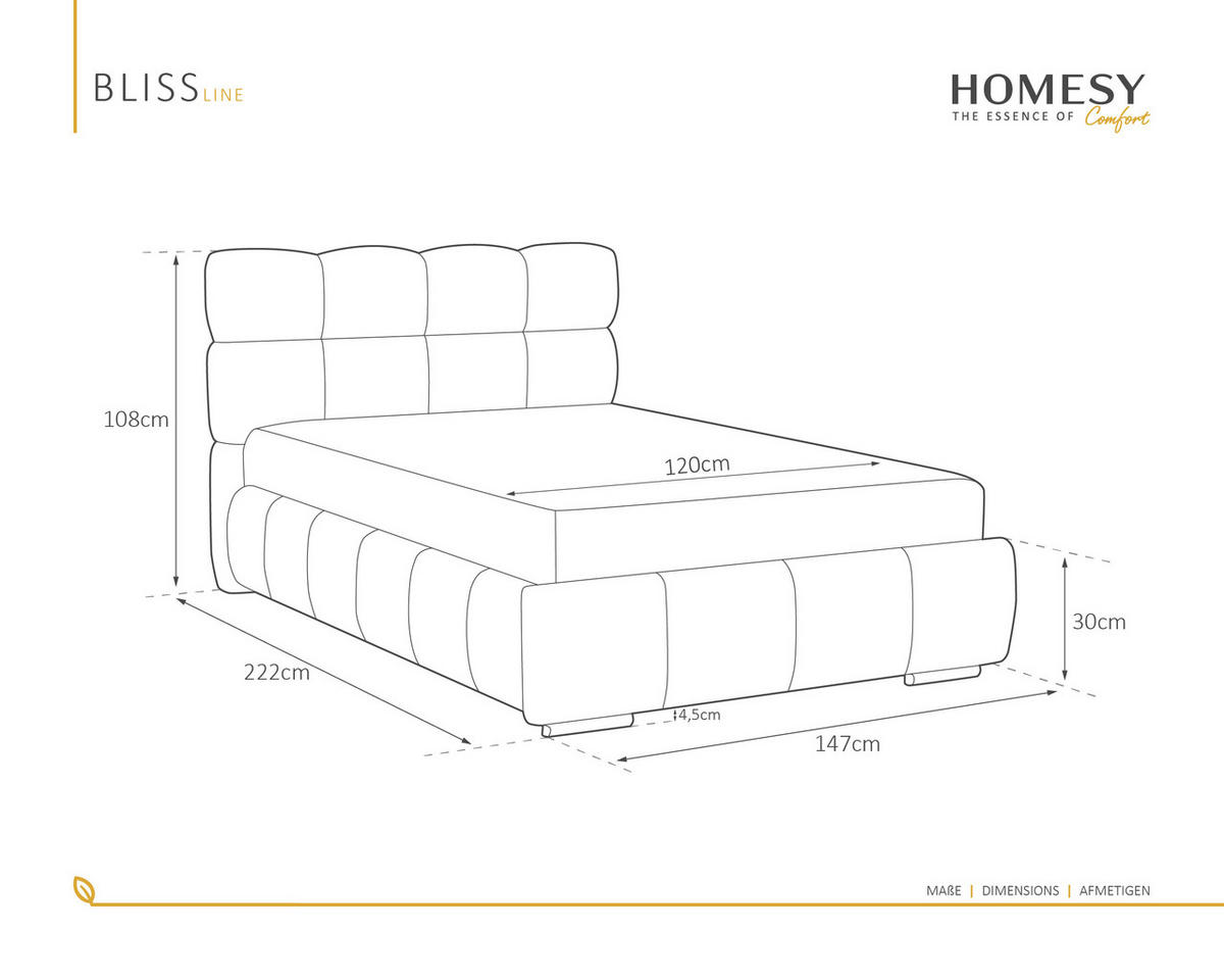 POLSTERBETT Bliss 160 x 200 cm mit Bettkasten und Lattenrost, Taschenfederkernmatratze mit Kokos 20cm - beige - Beige, Holz (160/200cm) - Homesy