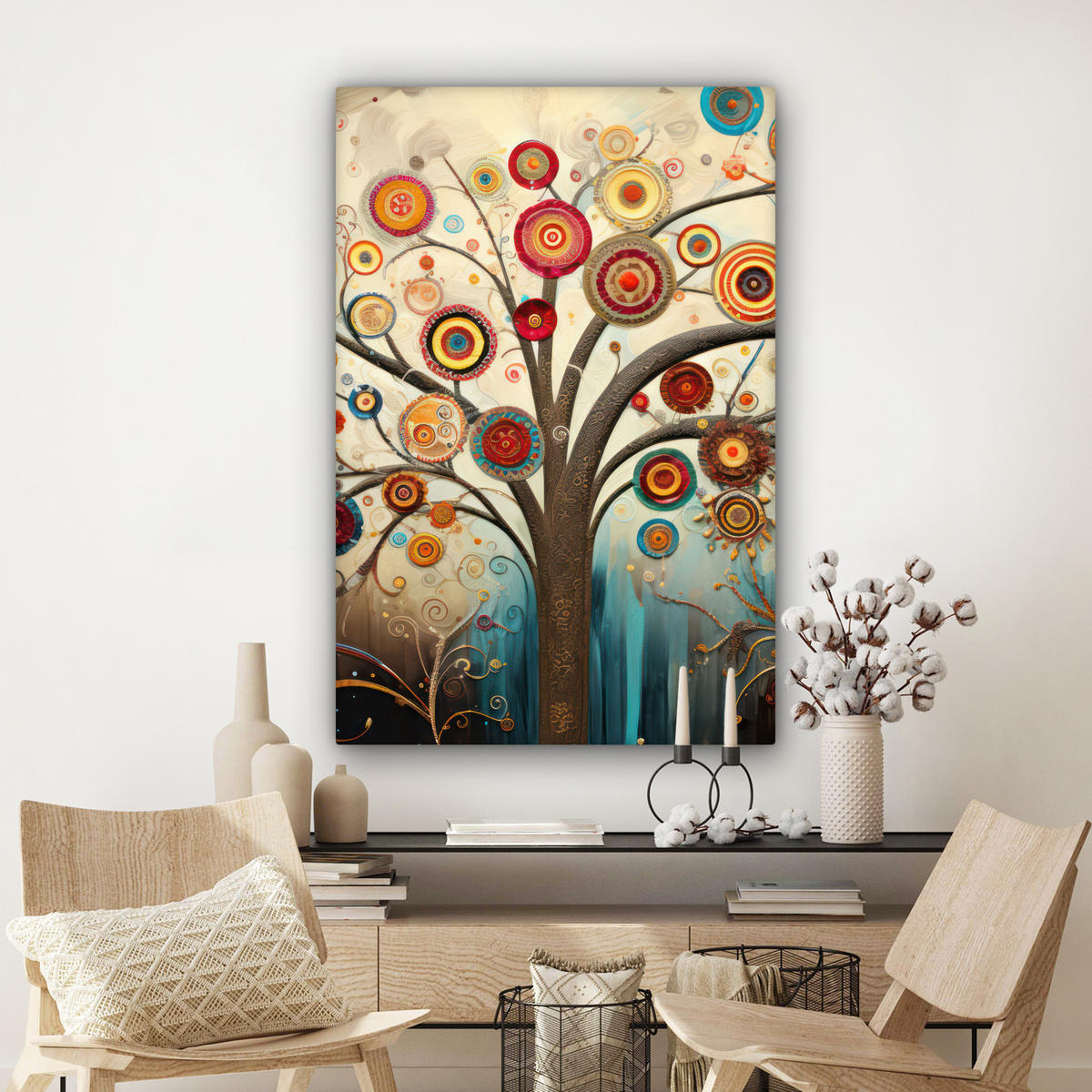 LEINWANDBILD Baum - Baum des Lebens - Farbe 80x120 cm - Braun, Textil (80/120cm) - MuchoWow