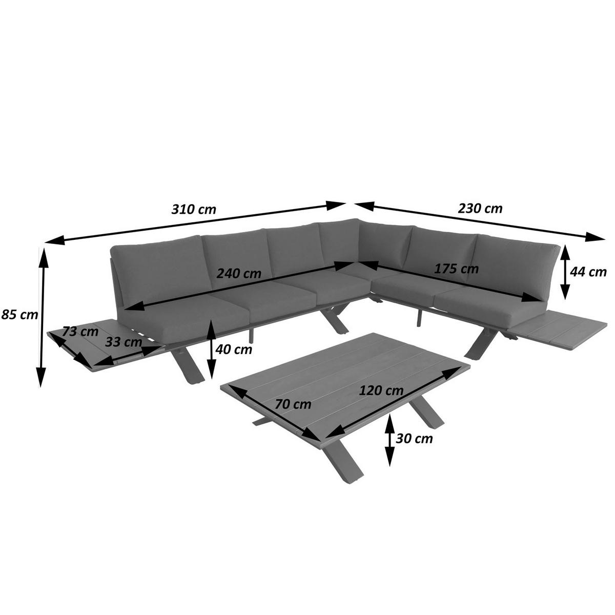 GARTEN-GARNITUR Anthrazit, Grau - Anthrazit/Grau, Metall - MCW