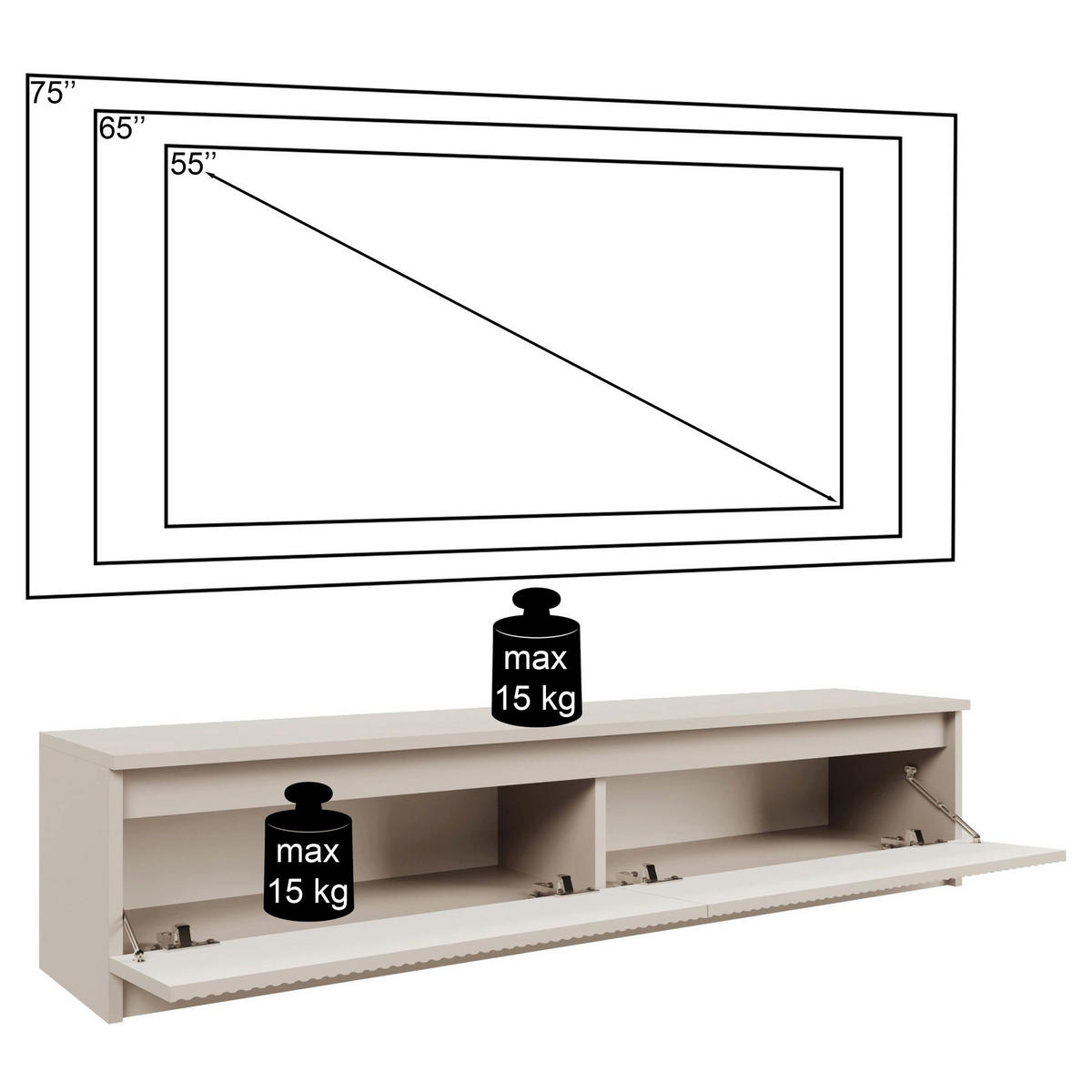 TV-LOWBOARD Sandia Kaschmirgrau 137/30/30 cm - Taupe, Holzwerkstoff (138.6/30/30cm) - Selsey