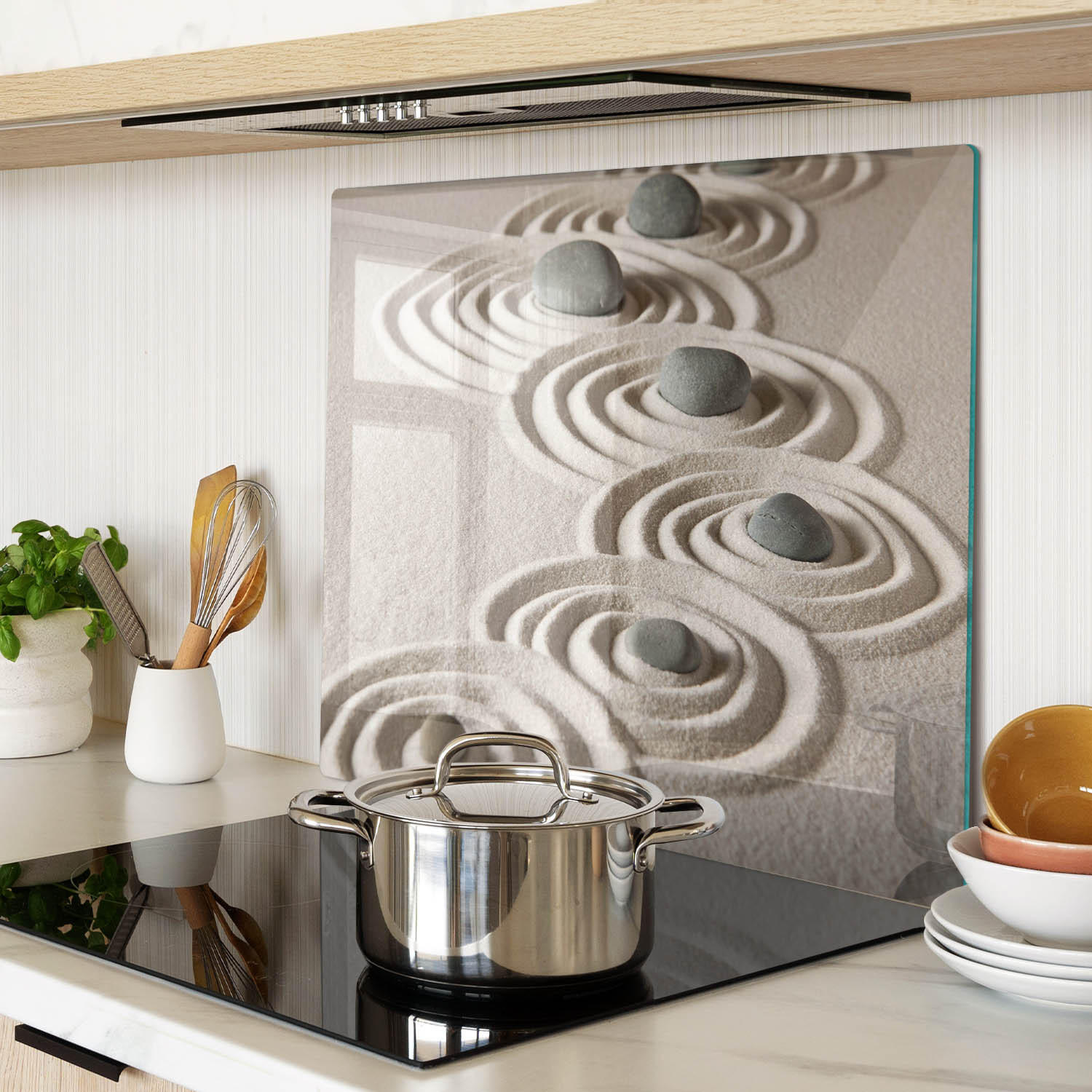 GLASPLATTE 60x52 cm Zen-Steine-Sand - Beige, Glas (60/0.4/52cm) - TULUP