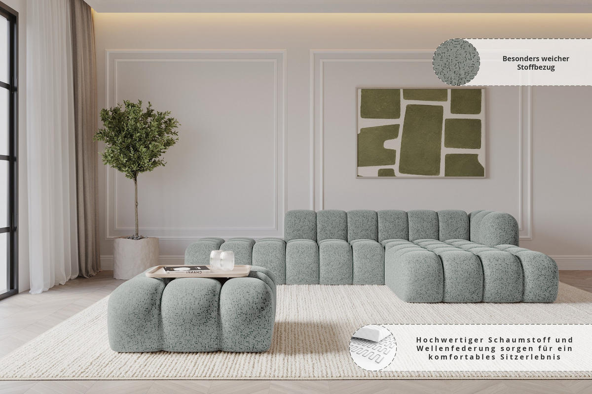 TABURET OLEA-PUF 91x87x44 cm Zelená Žinylka - černá/mátově zelená, kompozitní dřevo/textil (91/44/87cm) - ALTDECOR