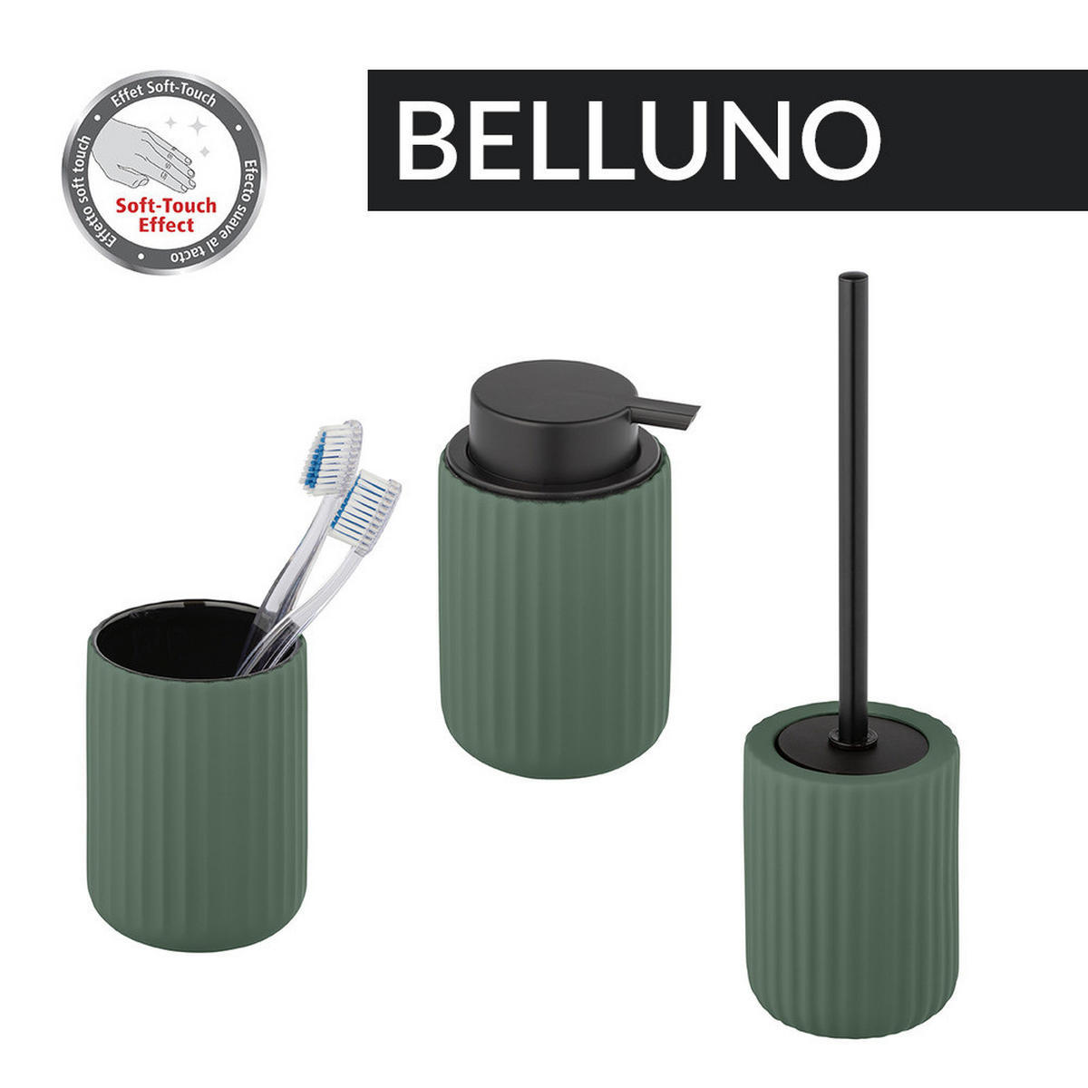 ZAHNPUTZBECHER Keramik Belluno 8/8/11 cm - Grün, Keramik (8/11/8cm) - Wenko