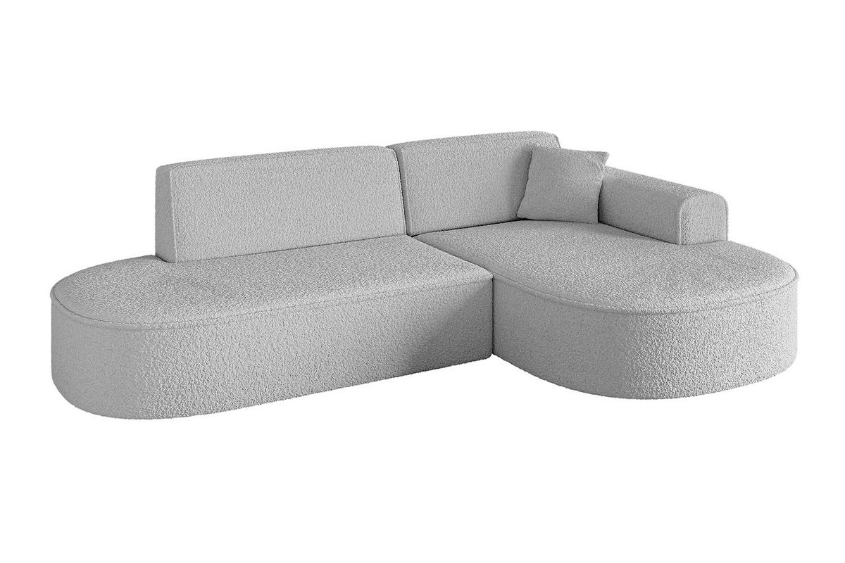 ECKSOFA Ottomane Rechts MARI-L1 - 232x163x73,5 cm Hellgrau Bouclé - Hellgrau/Schwarz, Holzwerkstoff/Kunststoff (234/163cm) - ALTDECOR