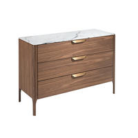 KOMMODE Walnuss Stahl Weiß 120/45/80 cm - Edelstahlfarben/Walnussfarben, Holz/Stein (120/80/45cm) - ANGEL CERDA