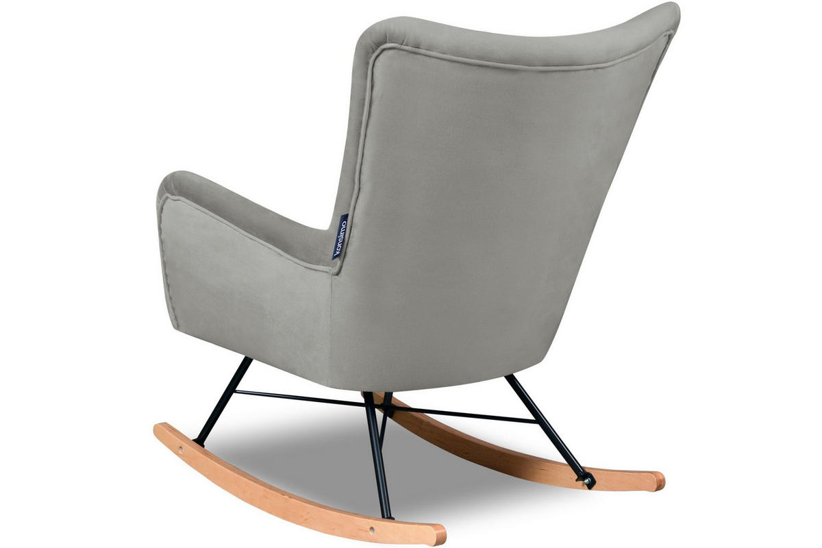 SCHAUKELSESSEL ADDUCTI pflegeleichter Veloursstoff, Grau - Eichefarben/Grau, Holz/Textil (75/94/112cm) - KONSIMO®