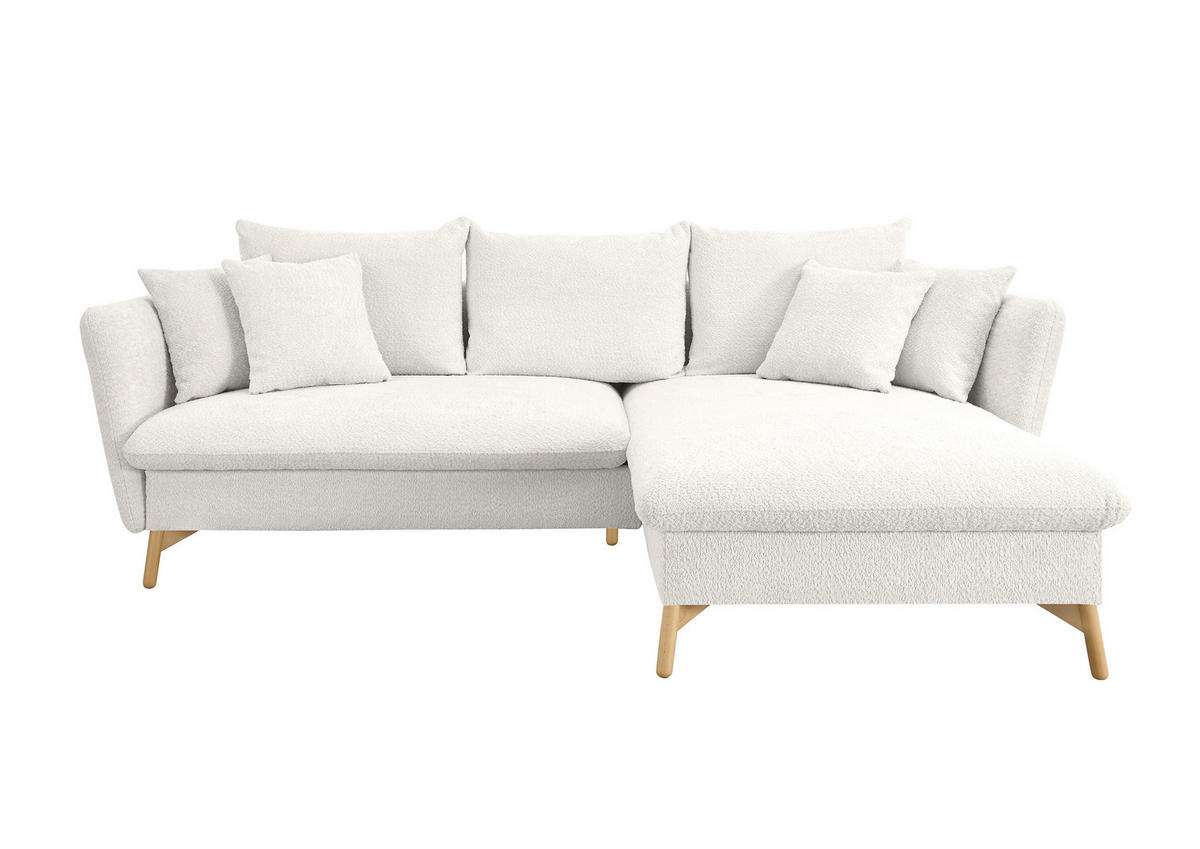 ECKSOFA S11 Ambriamo Weiß 258/91/167 cm Recamiere rechts - Weiß, Textil (258/167cm) - Livojo